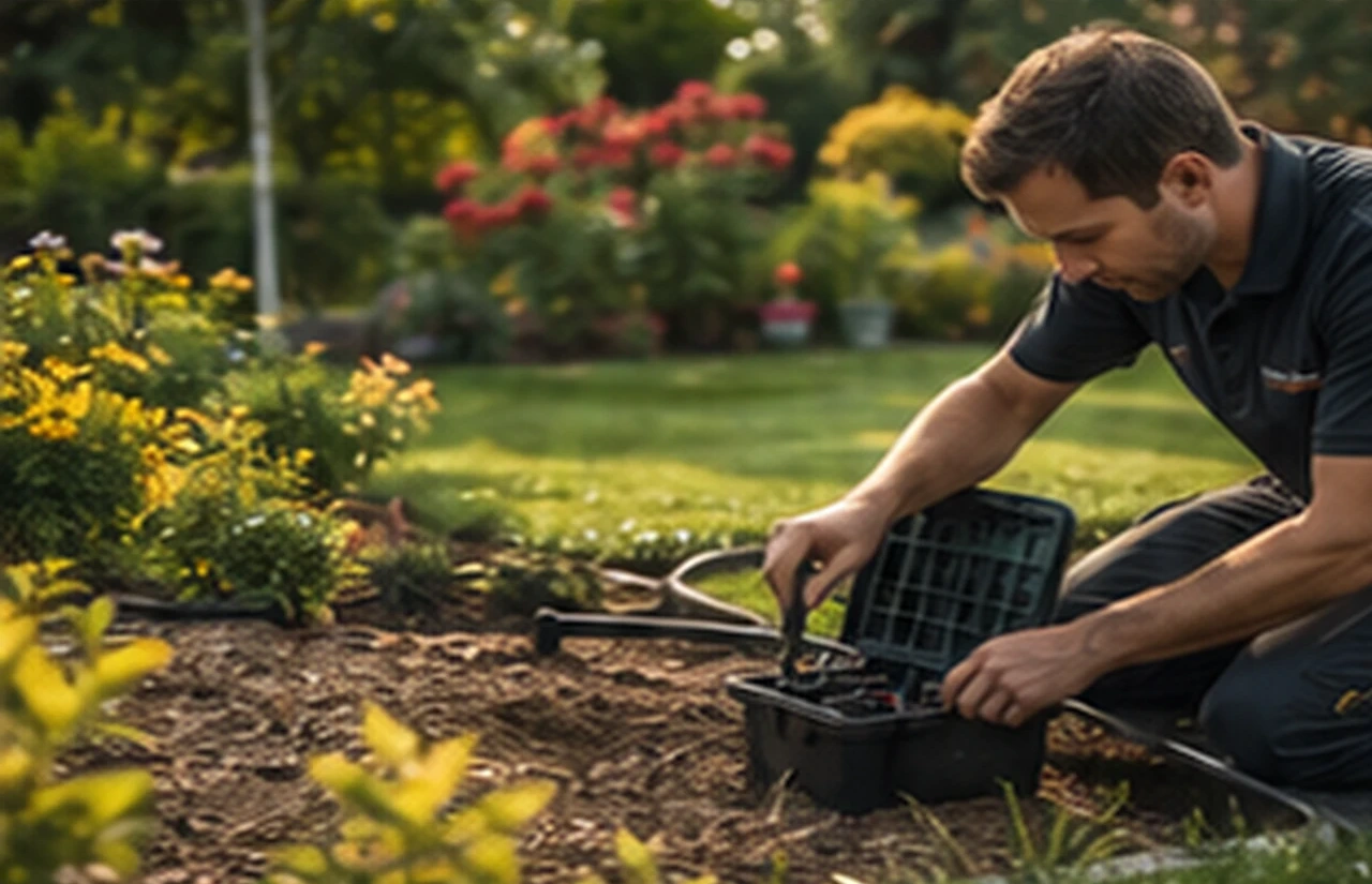 Service an einer Gartenbewässerung